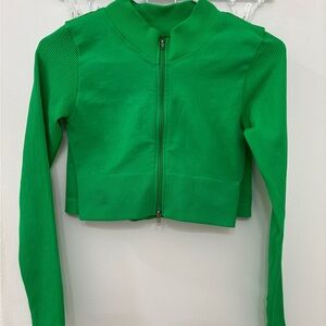 Green Ribbed Athletic Two Piece Set